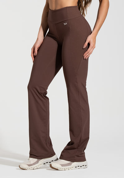 Calça Flare Fitness com Detalhe Canelado Motion Lines Dlk Marrom