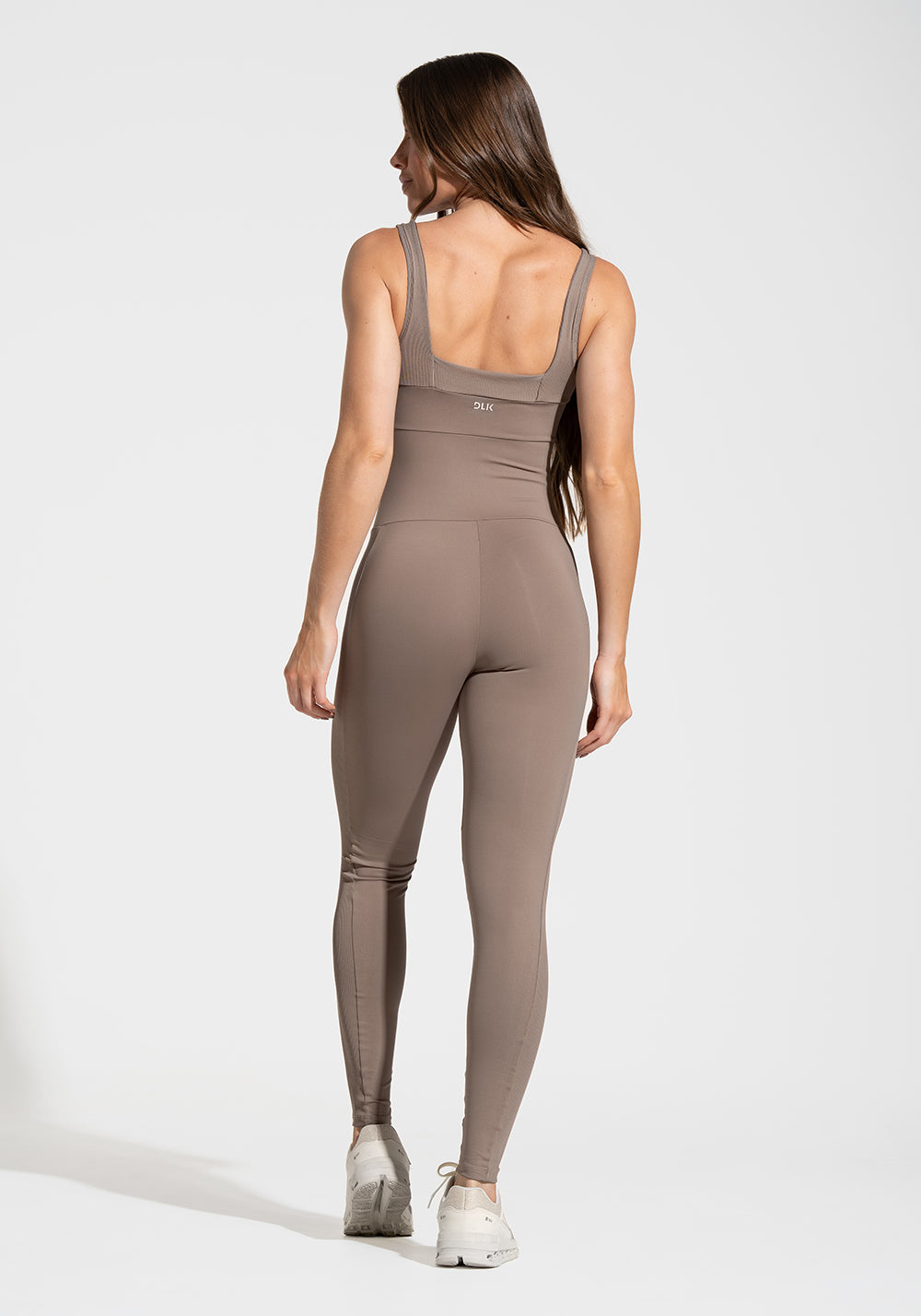 Macacão Fitness Feminino com Detalhe Canelado Motion Lines Dlk Cáqui