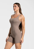 Macaquinho Fitness Feminino com Detalhe Canelado Motion Lines Dlk Cáqui