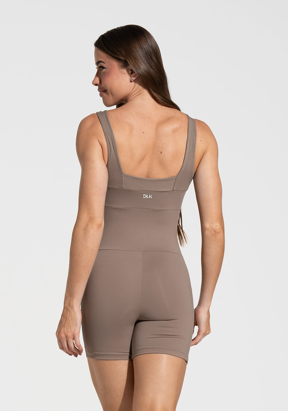Macaquinho Fitness Feminino com Detalhe Canelado Motion Lines Dlk Cáqui