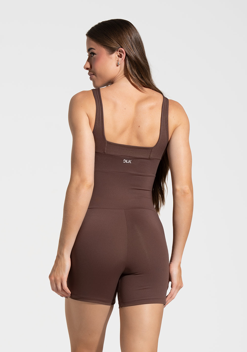 Macaquinho Fitness Feminino com Detalhe Canelado Motion Lines Dlk Marrom