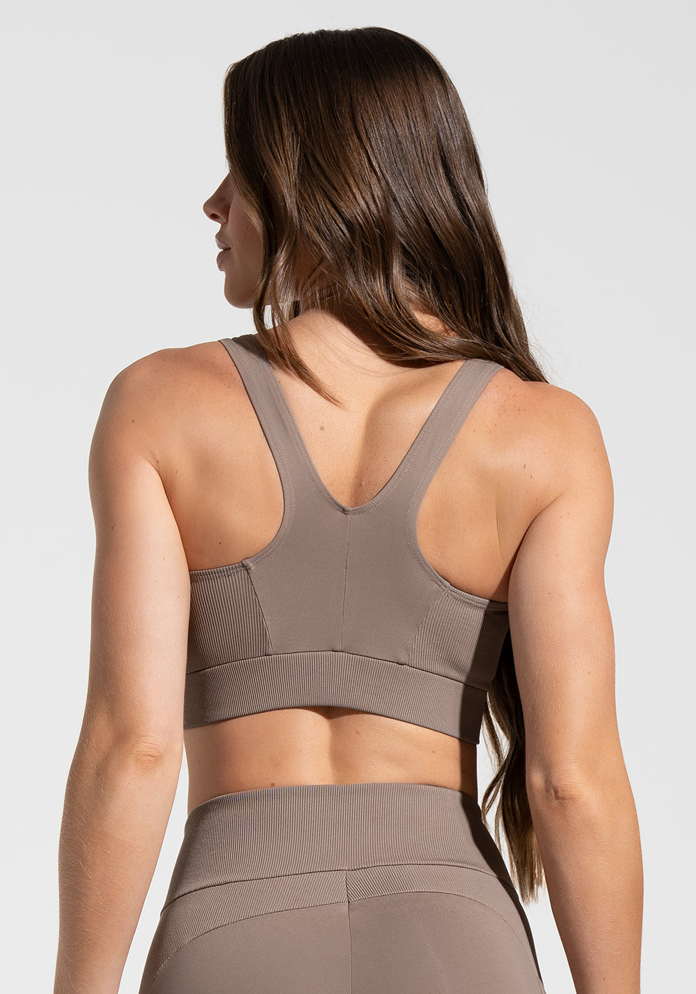 Top Fitness Feminino Nadador Anatômico com Detalhe Canelado Motion Lines Dlk Cáqui