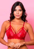 Sutiã Modelo Triângulo Strappy Sem Bojo Intimate Rendado Vermelho Dlk