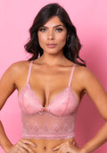 Sutiã Cropped Com Bojo Intimate Rendado Rosa Dlk