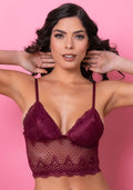 Sutiã Cropped Com Bojo Intimate Rendado Vinho Dlk