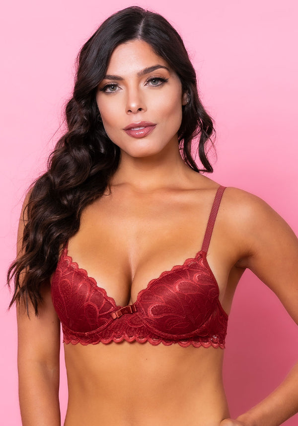 Sutiã Meia Taça Com Bojo Intimate Rendado Telha Dlk