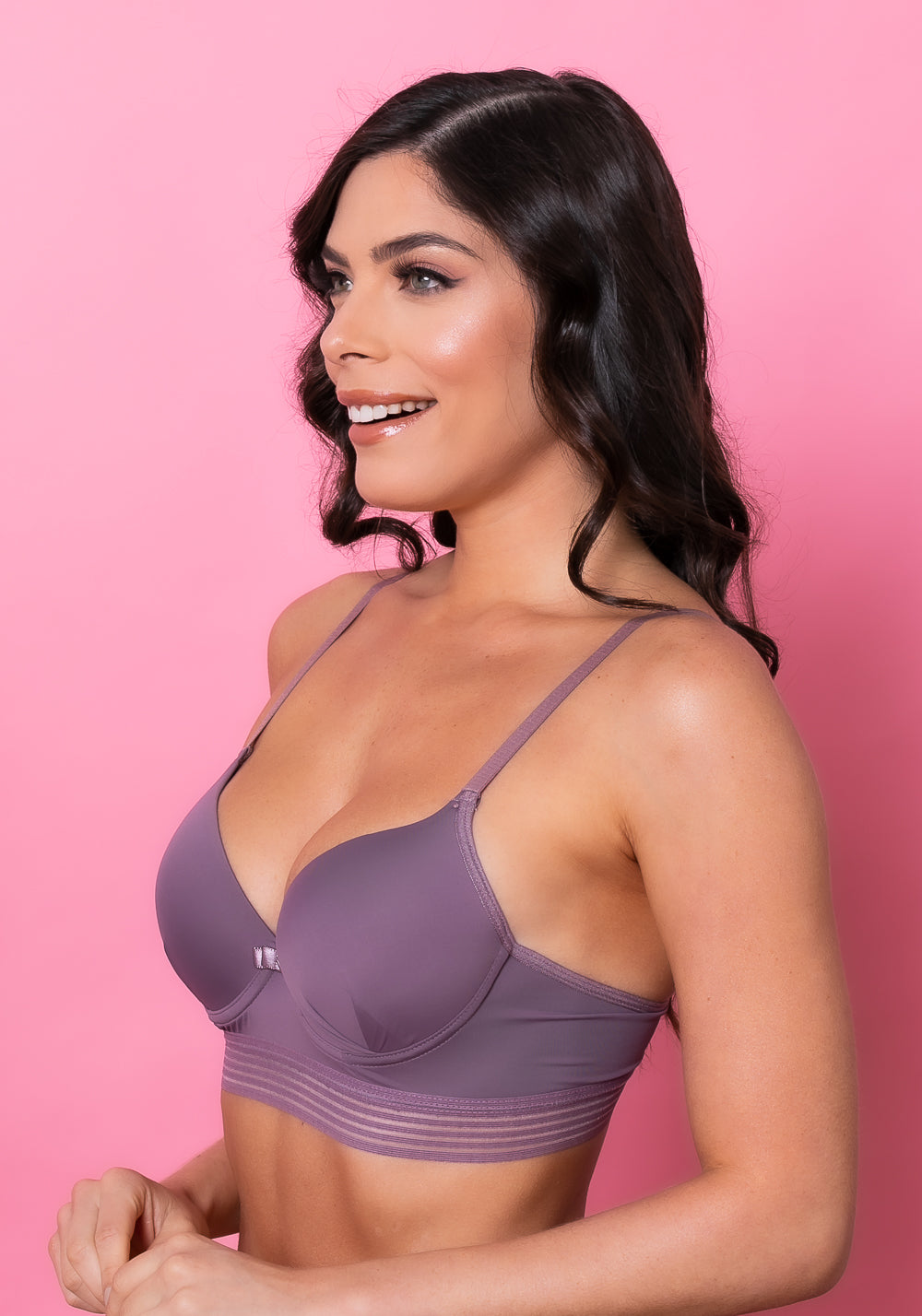 Sutiã Meia Taça com Bojo Intimate em Microfibra e Elástico Lilás Dlk