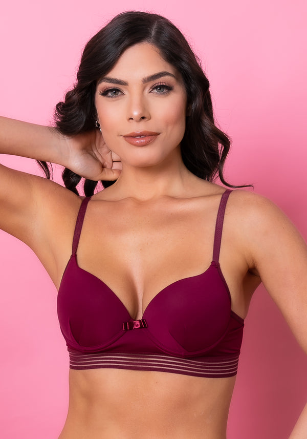 Sutiã Meia Taça Com Bojo Intimate Em Microfibra E Elástico Vinho Dlk
