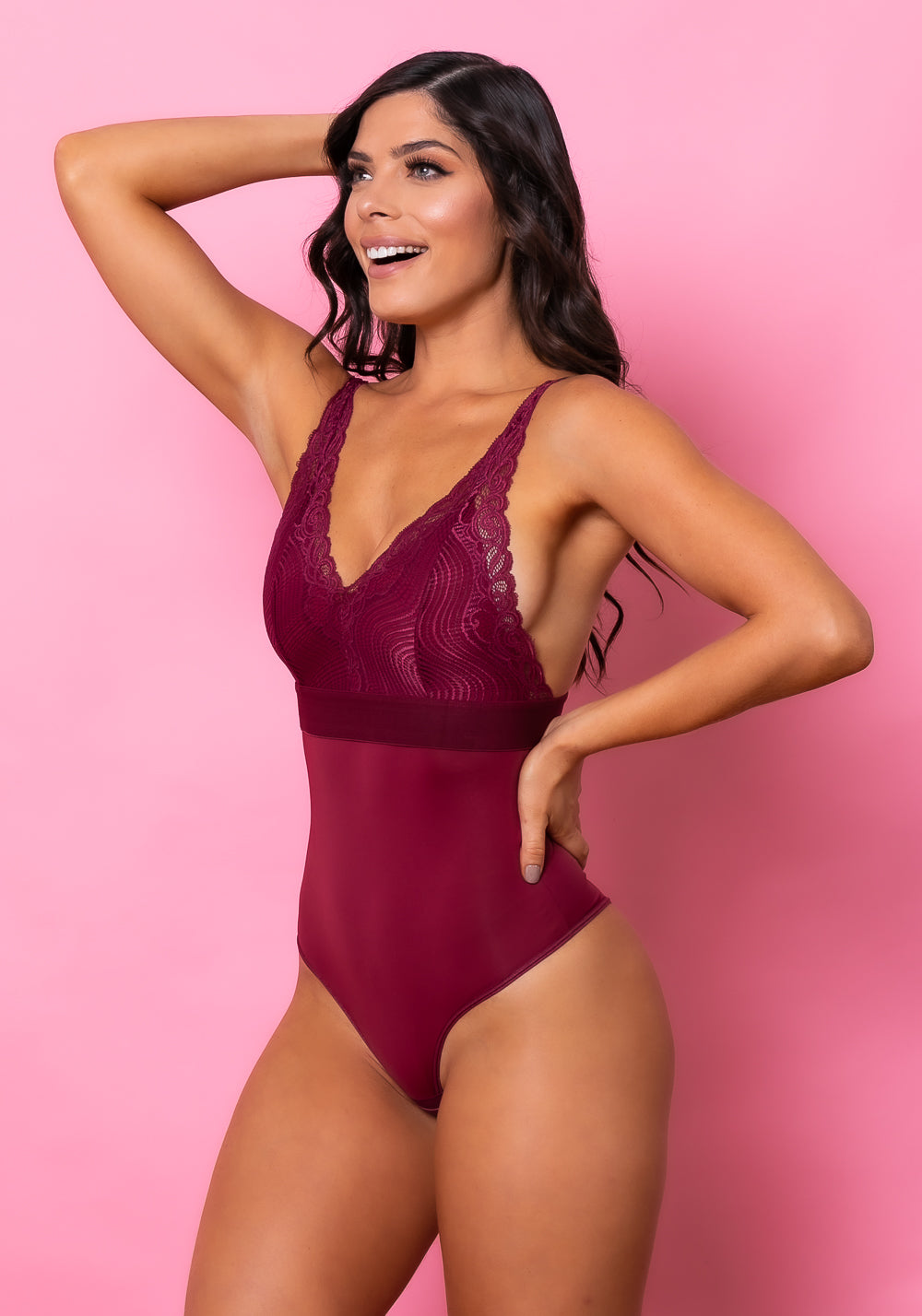 Body Sem Bojo Intimate Com Elástico E Renda Vinho Dlk