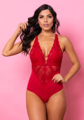 Body Sem Bojo Intimate Com Decote Profundo E Renda Vermelho Dlk