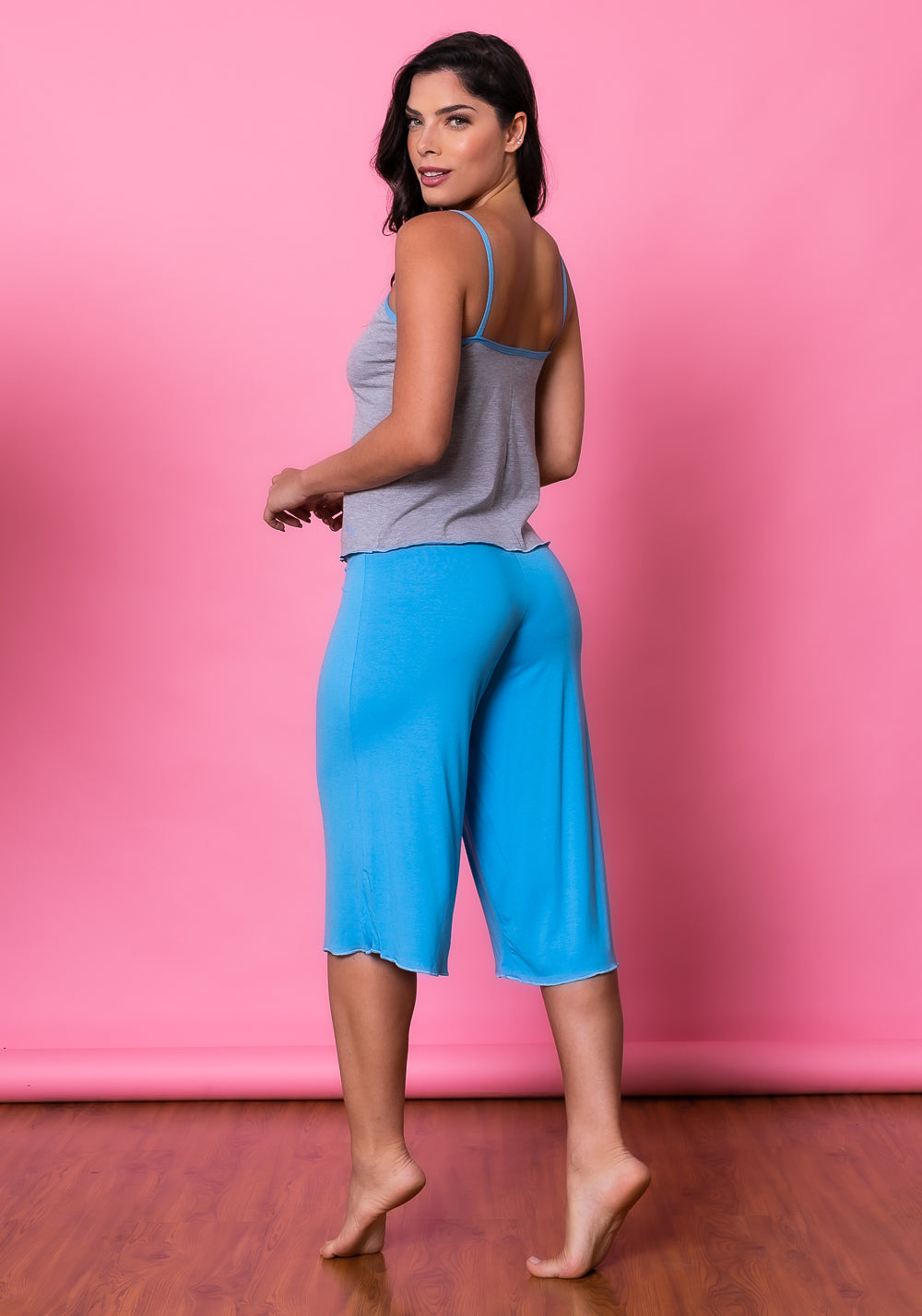 Short Doll Pantacourt Intimate Em Viscose Azul Claro Dlk
