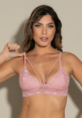 Sutiã Cropped Sem Bojo Intimate em Renda com Strappy Rosa Dlk