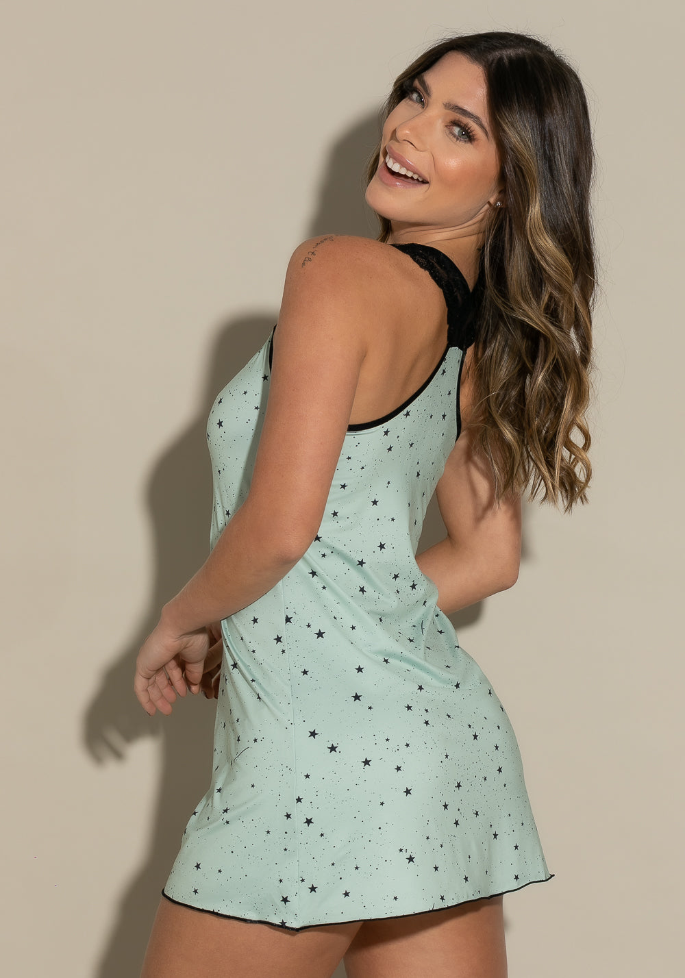 Camisola Sem Bojo Intimate Céu Estrelado Verde Dlk