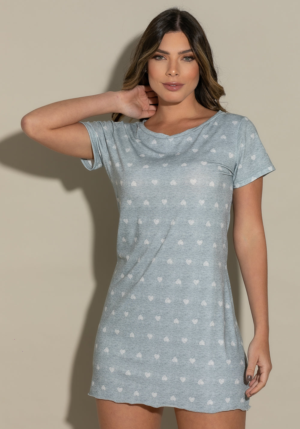 Camisola Sem Bojo Intimate Mescla Com Coração Branco Dlk