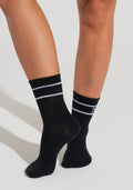 Meia Feminina Cano Médio Soul Dlk Preto Com Branco