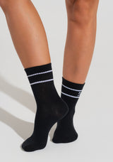 Meia Feminina Cano Médio Soul Dlk Preto Com Branco
