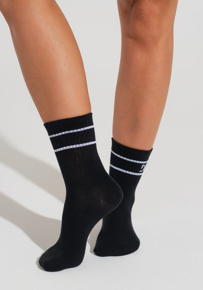 Meia Feminina Cano Médio Soul Dlk Preto Com Branco