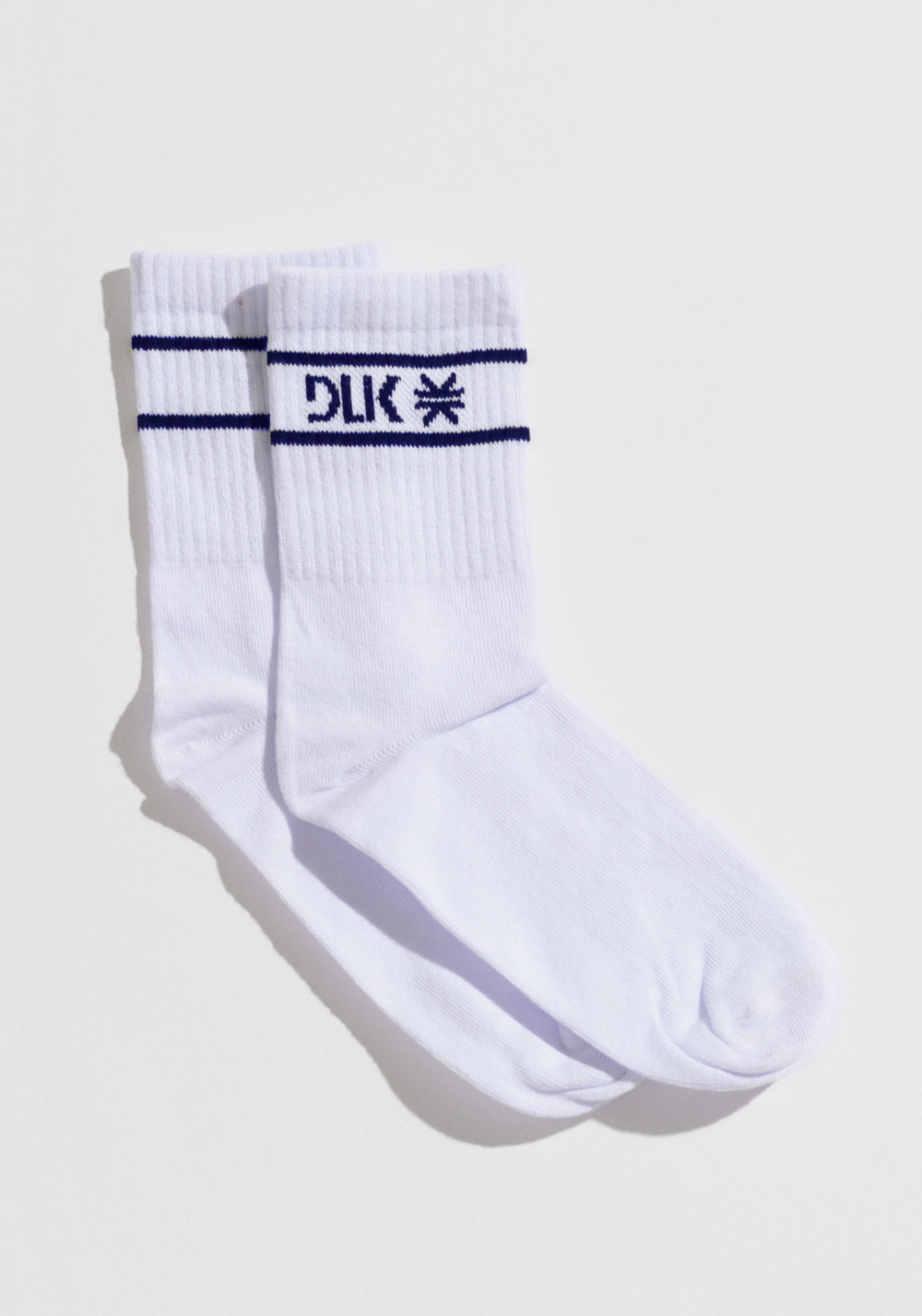 Meia Feminina Cano Médio Soul Dlk Branco Com Azul Marinho