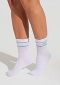 Meia Feminina Cano Médio Soul Dlk Branco Com Azul