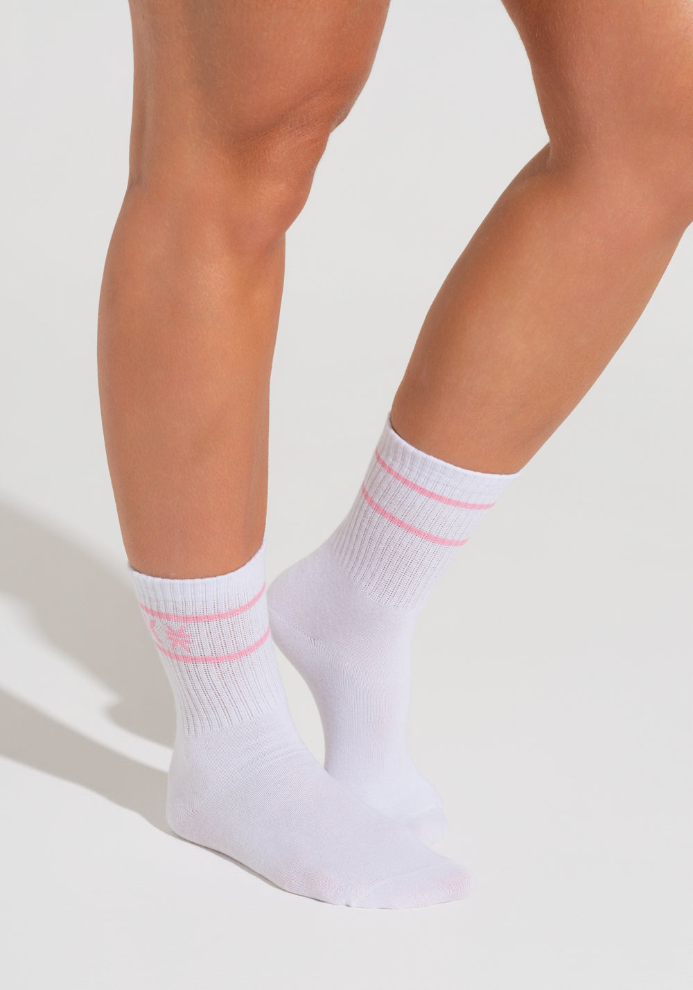 Meia Feminina Cano Médio Soul Dlk Branco Com Rosa