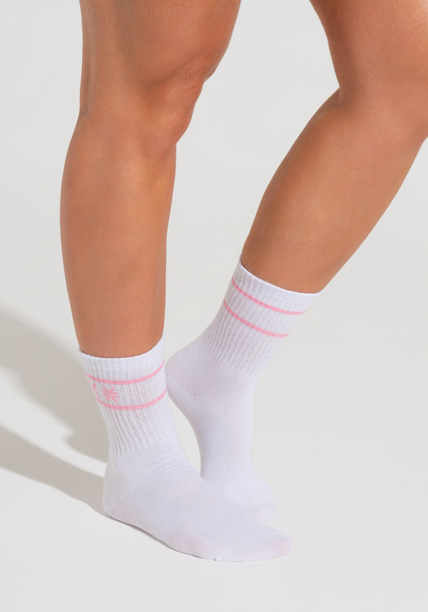 Meia Feminina Cano Médio Soul Dlk Branco Com Rosa