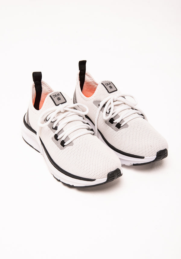 Tênis Esportivo Branco E Cinza Com Dois Cadarços Dlk