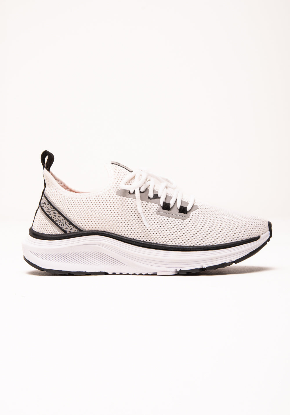 Tênis Esportivo Branco E Cinza Com Dois Cadarços Dlk