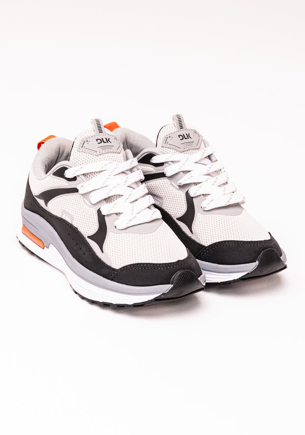 Tênis Esportivo Feminino Cinza Preto E Laranja Dlk