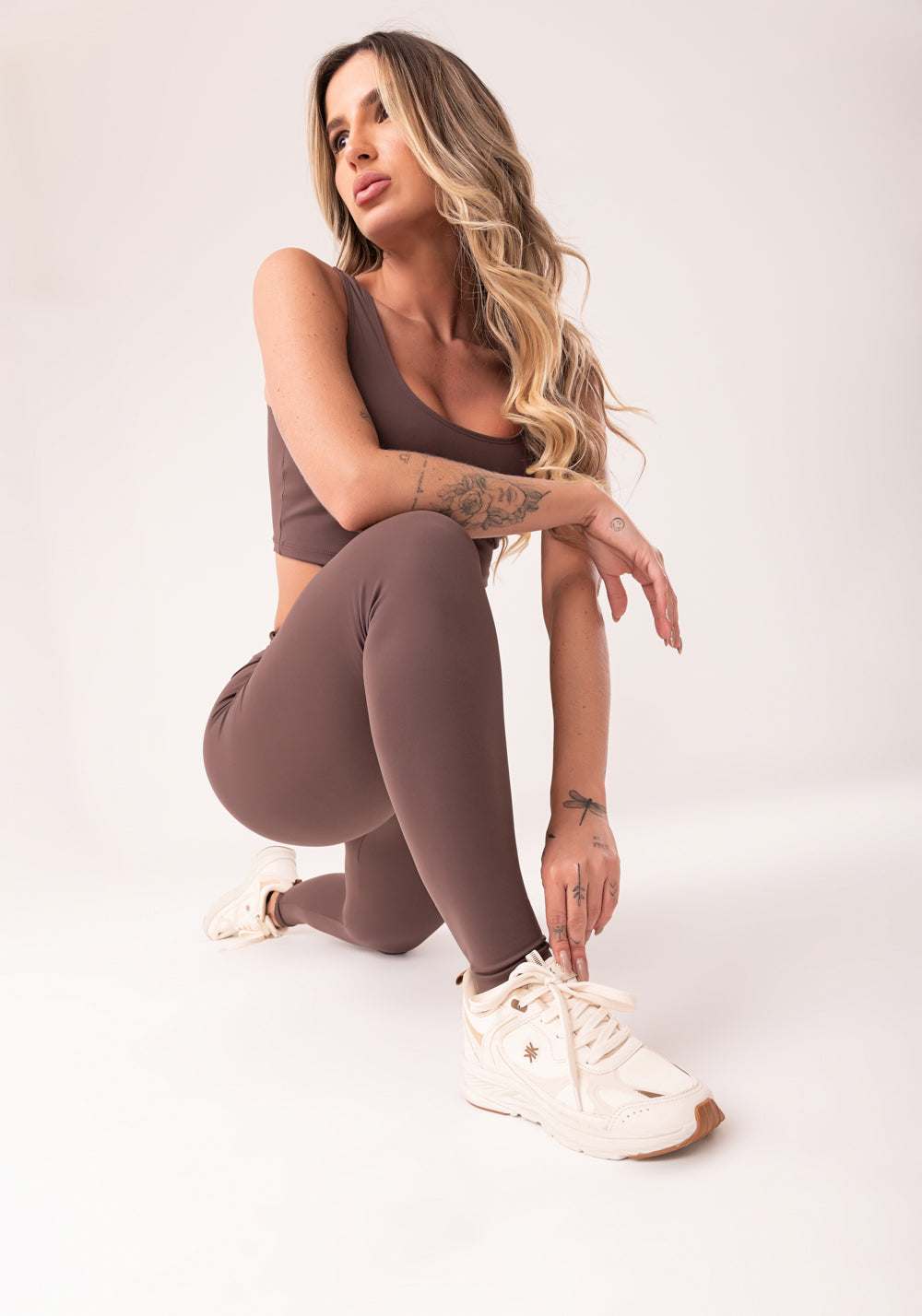 Tênis Esportivo Chunky Feminino Off White E Caramelo Dlk