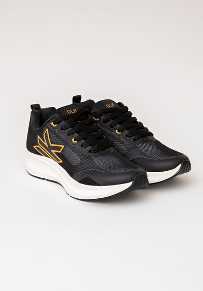 Tênis Esportivo Feminino Preto Com Dourado Dlk