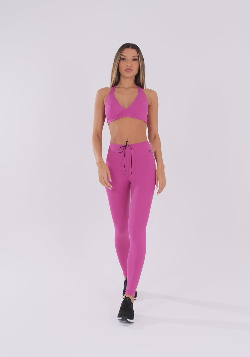 Legging Fitness Feminina Rosa Fúcsia Com Cadarço Oasis Dlk
