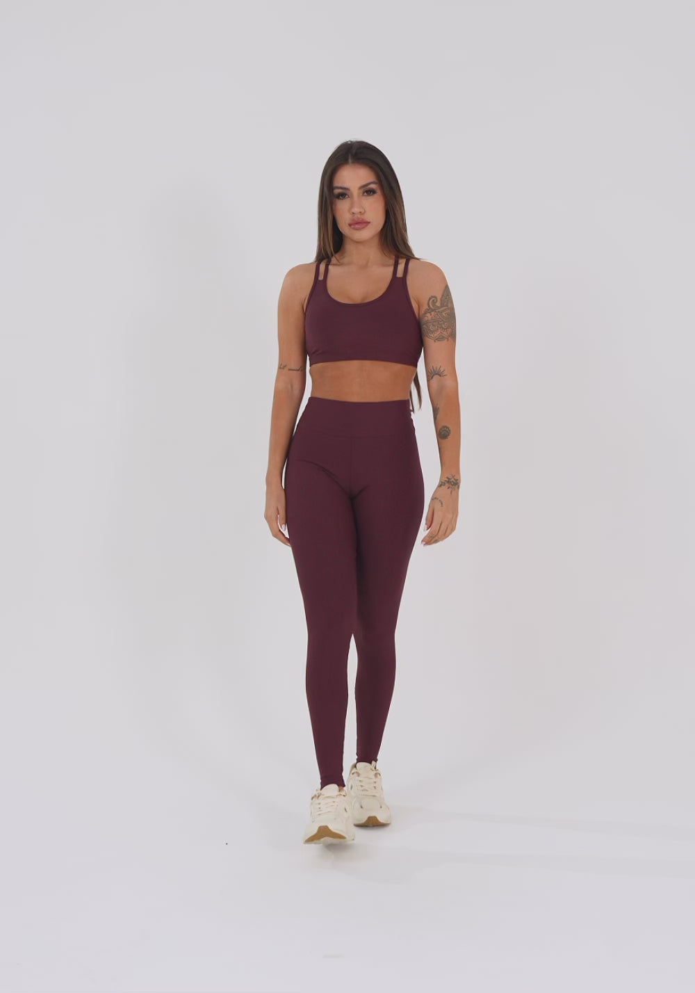 Top Fitness Feminino Vinho com Alça Dupla Aura Dlk