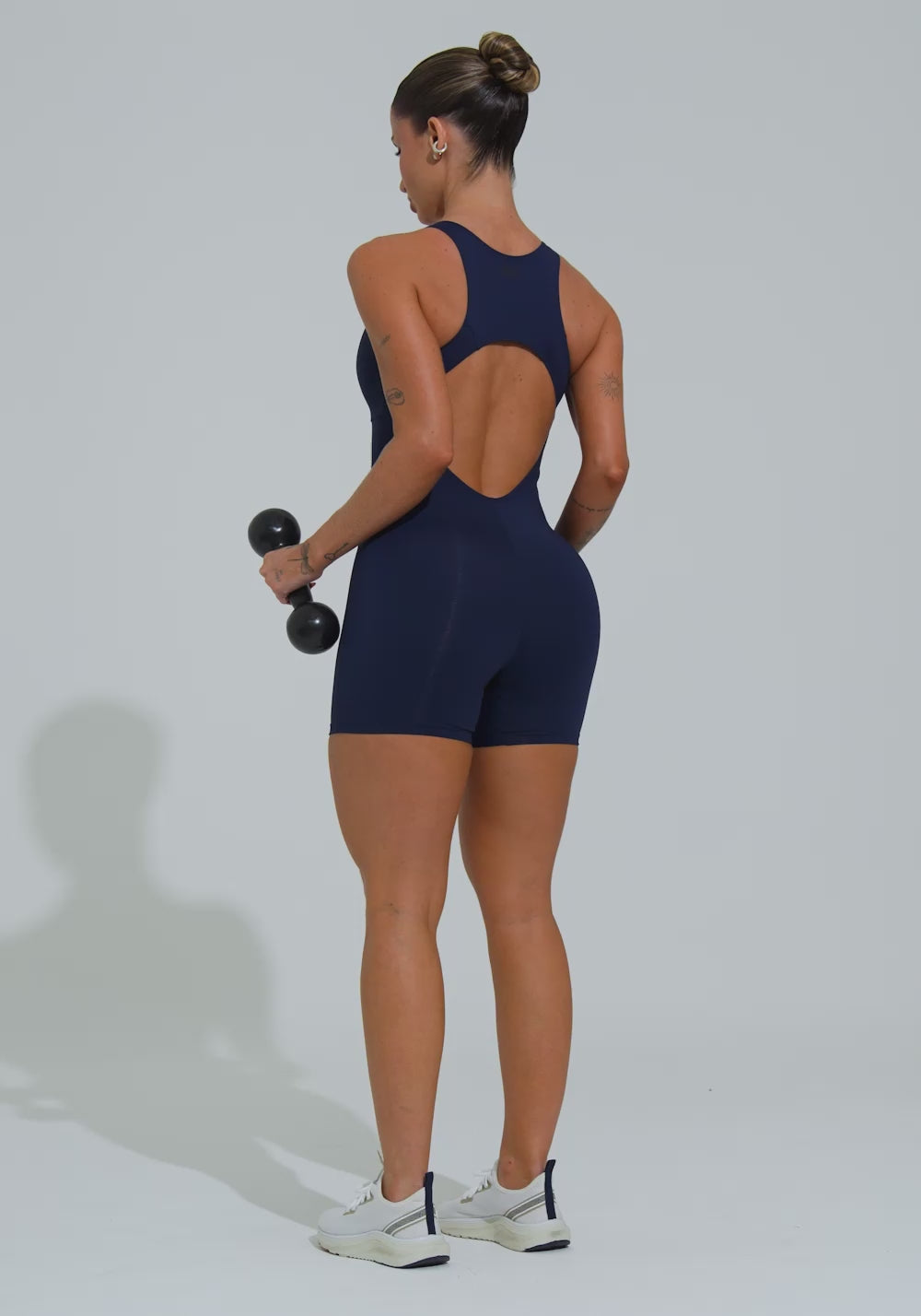 Macaquinho Fitness Feminino Nadador Com Decote Soul Dlk Azul Marinho