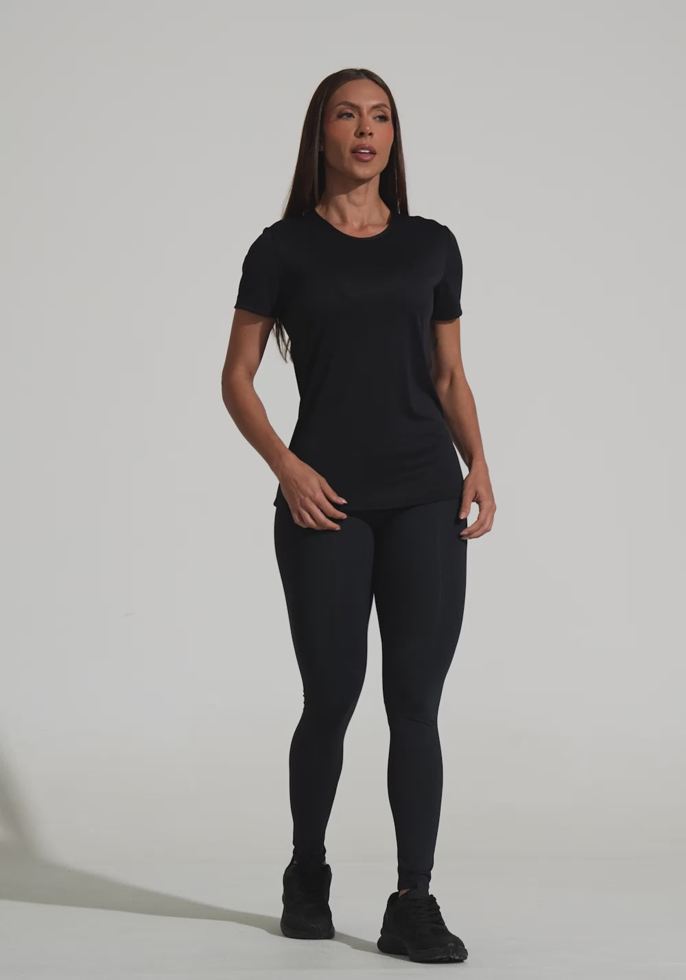 Blusa Baby Look Feminina De Poliamida Básica Dlk Preto