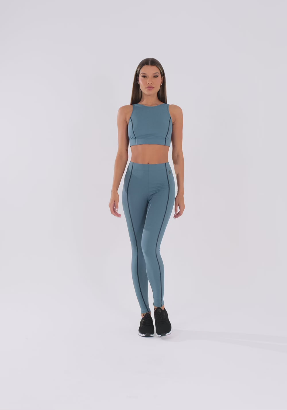 Legging Fitness Feminina Azul Com Pesponto Oasis Dlk