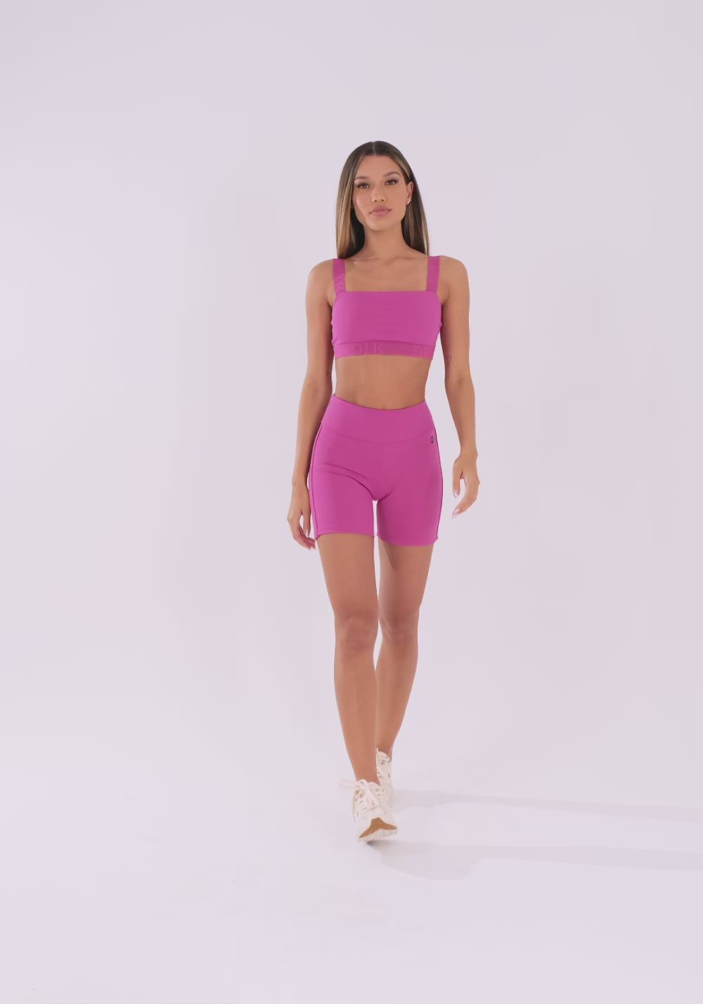 Bermuda Fitness Feminina Rosa Fúcsia Com Elástico Lateral Oasis Dlk