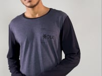 Camiseta Manga Longa For Men Preto Com Mescla Dlk