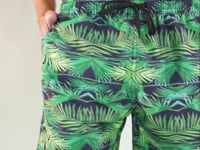 Short For Men Com Bolso E Cadarço Estampa Folhas De Palmeira Dlk