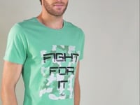 Camiseta Manga Curta For Men Slim Turquesa Com Silk Fight For It Dlk