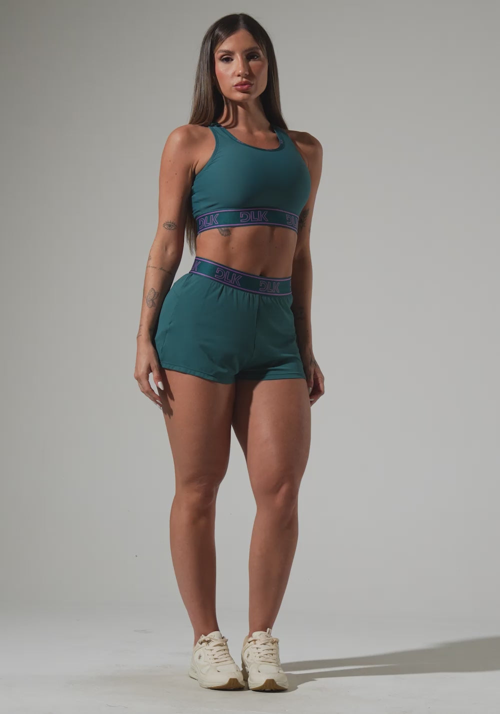 Short Fitness Feminino Soltinho Com Elástico No Cós Activity Dlk Verde