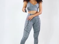 Calça Legging Nation Com Bolso Lateral Mescla Dlk