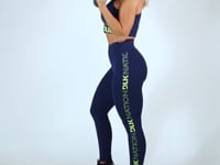 Calça Legging Nation Com Elástico Lateral Azul Marinho Dlk