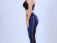 Calça Legging Azul Com Silk Rosê Dlk