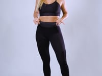 Calça Legging Happiness Com Recortes Texturizada Preta Dlk