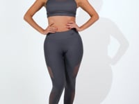 Legging Fitness Feminina Grafite Com Recortes Em Tule Intense Dlk