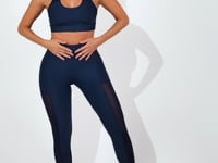 Legging Fitness Feminina Marinho Com Recorte Lateral Em Tela Intense Dlk