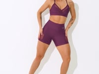 Short Fitness Feminino Malbec Com Recorte Lateral Em Tule Intense Dlk
