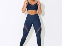 Top Fitness Feminino Marinho Com Tiras Frontais E Detalhe Em Tule Intense Dlk