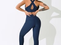 Top Fitness Feminino Marinho Com Alças Cruzadas Nas Costas Intense Dlk
