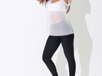 Blusa Fitness Feminina Manga Curta Tule Branco Intense Dlk